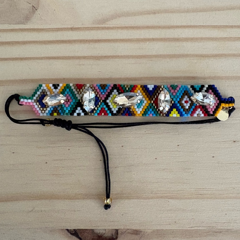 Colorful Beaded Bracelet with Crystals